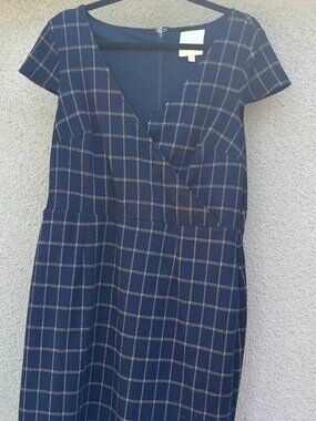 Modcloth Navy Windowpane Wrap Midi Dress - 1X